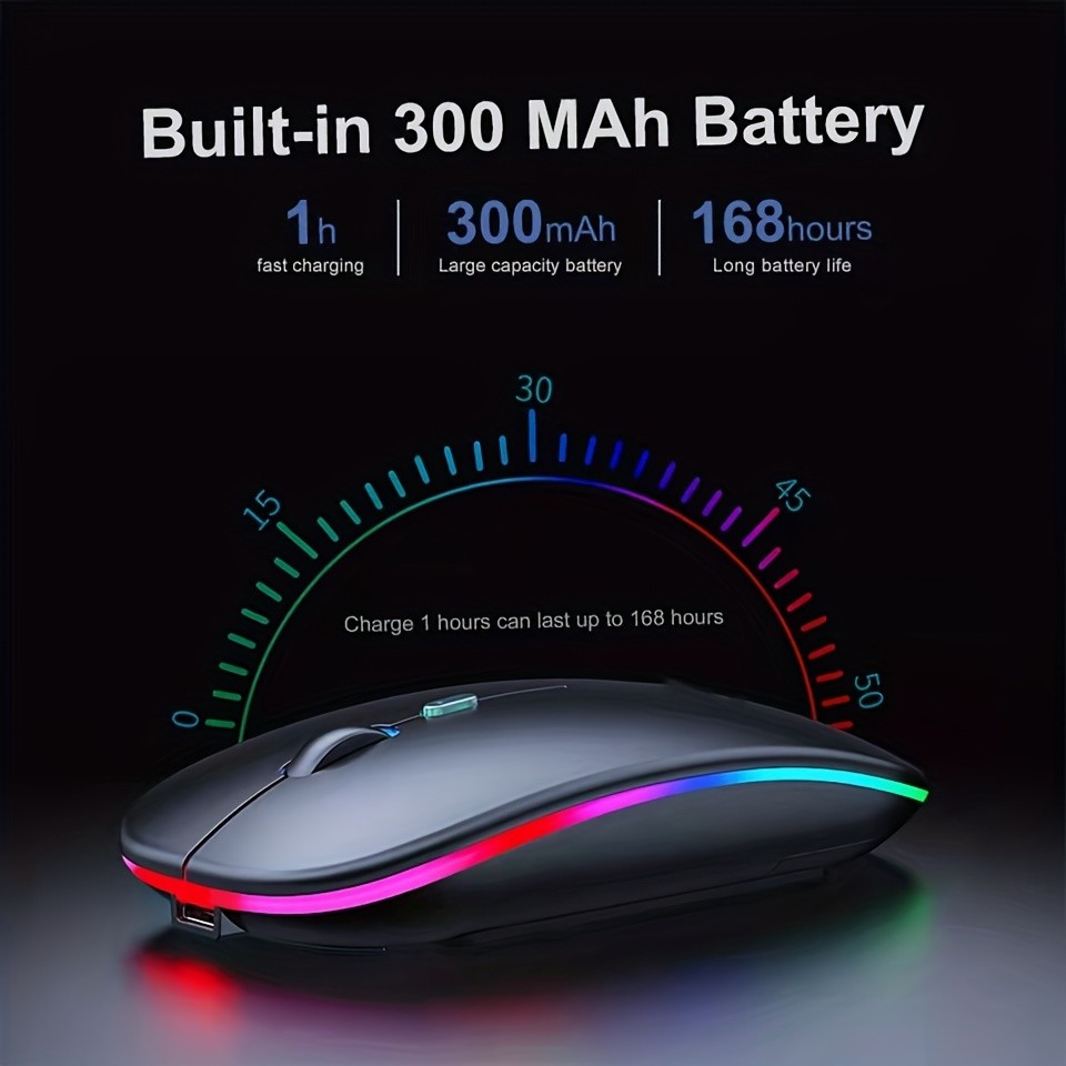 Wireless Rechargeable Mouse With LED Backlight Bluetooth Wit 2