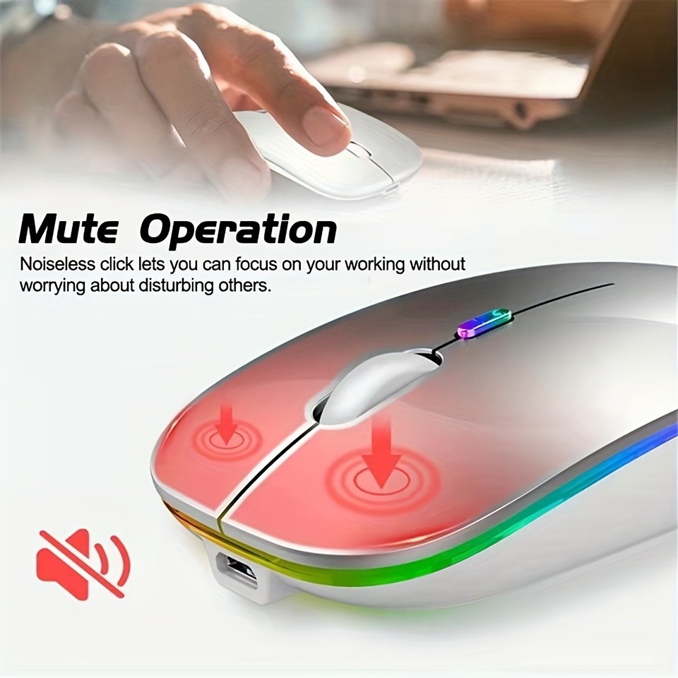 Wireless Rechargeable Mouse With LED Backlight Bluetooth Wit 4