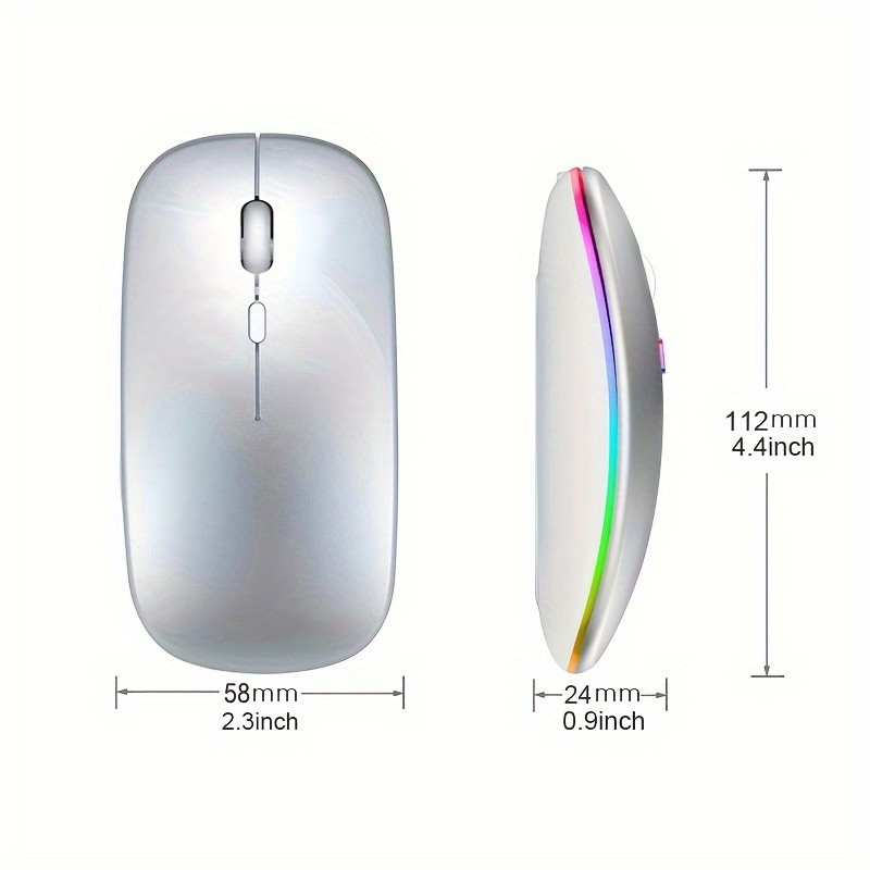 Wireless Rechargeable Mouse With LED Backlight Bluetooth Wit 6