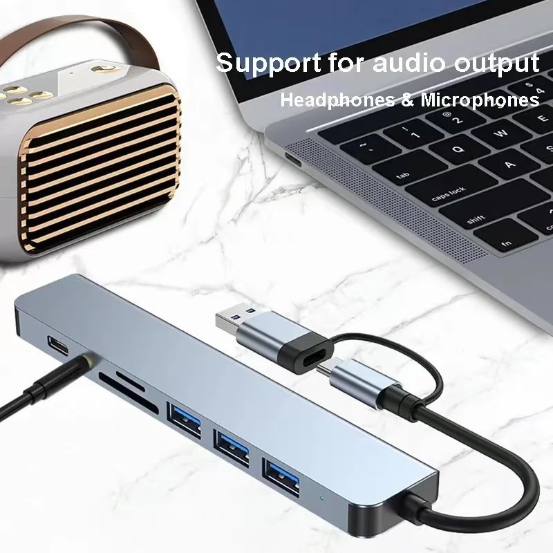 8 In 2 USB HUB With Splitter Card Reader 3