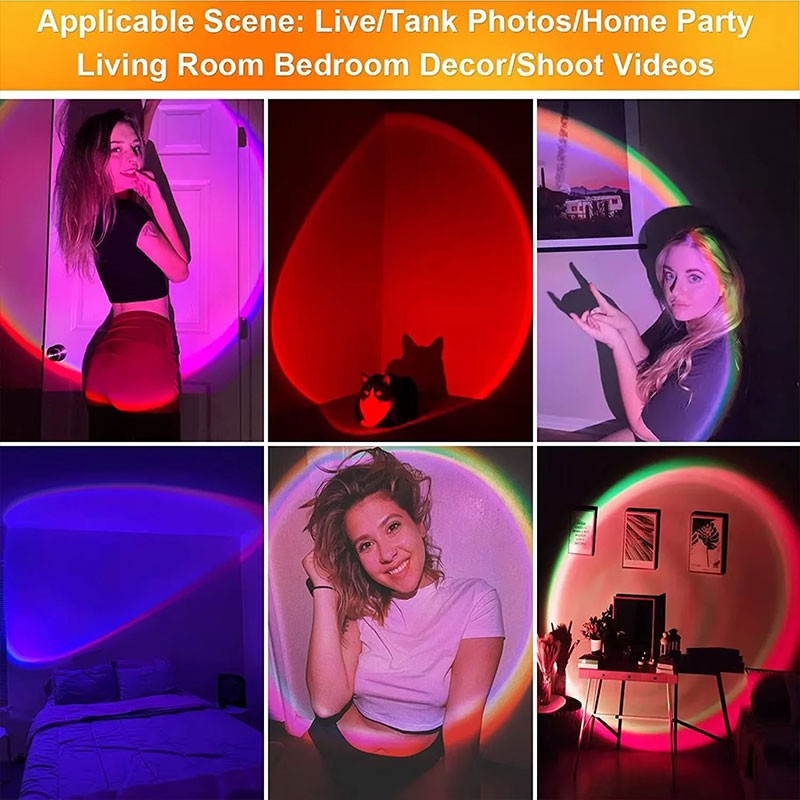 Sunset Projector Lamp Rainbow Atmosphere Night Light Sunset  6