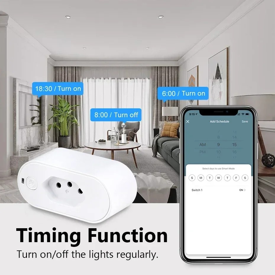 Works with Tuya 16A/20A Brazil Standard Wifi Smart Plug Sock 4