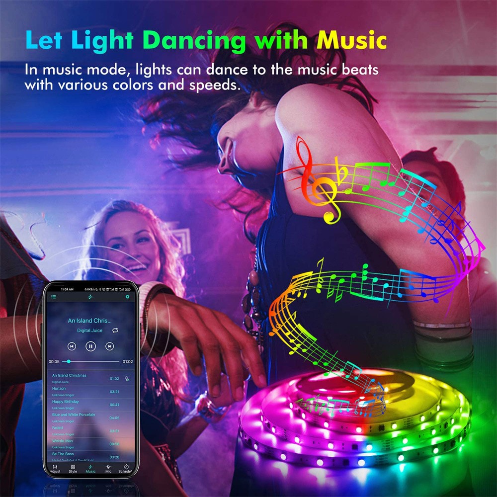 RGB 5050 LED Strip Lights App Control TV Backlight Flexible  4