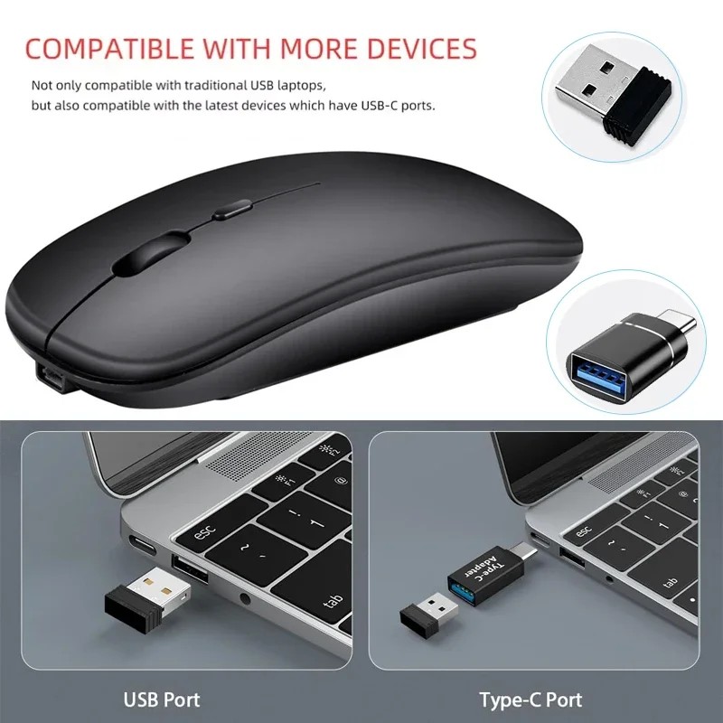 Wireless Mouse Bluetooth-Compatible Gaming Mouse (Dual 3