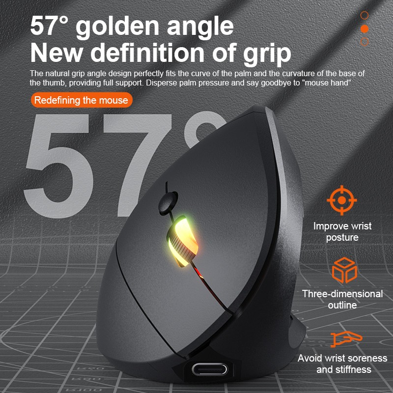 2.4GHz Bluetooth Wireless Mouse Rechargeable Vertical Mouse  3