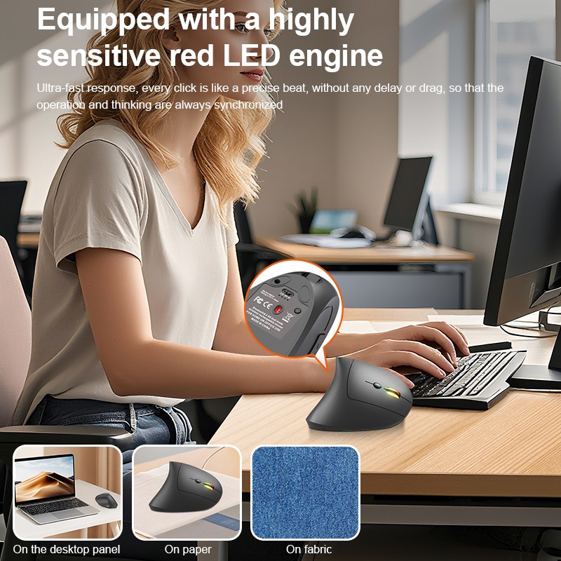 2.4GHz Bluetooth Wireless Mouse Rechargeable Vertical Mouse  6