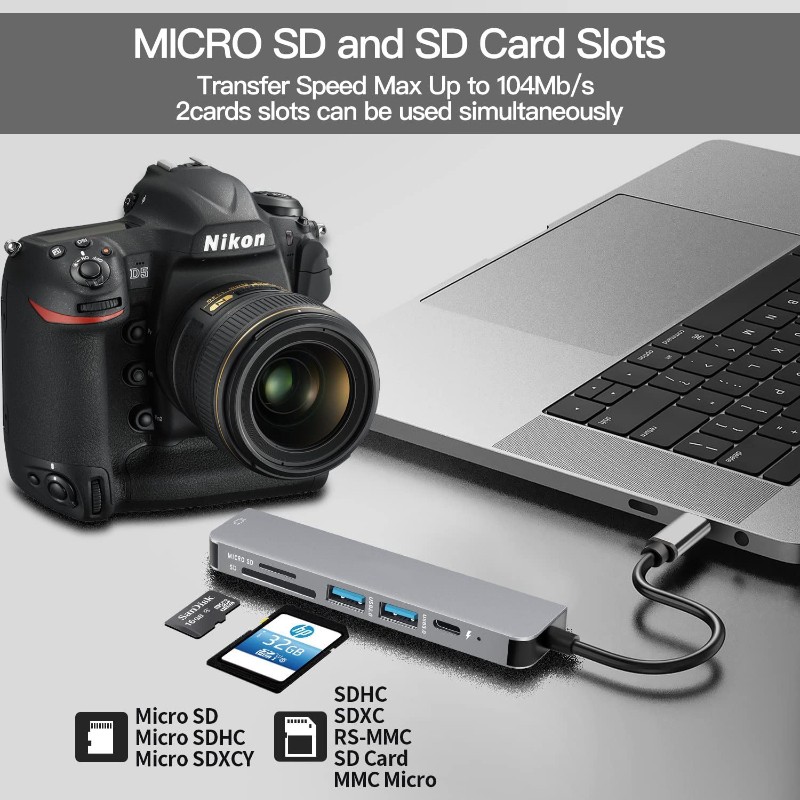 USB C Hub to 4K HDMI-Compatible USB 3.0 2.0 Type C PD Chargi 3