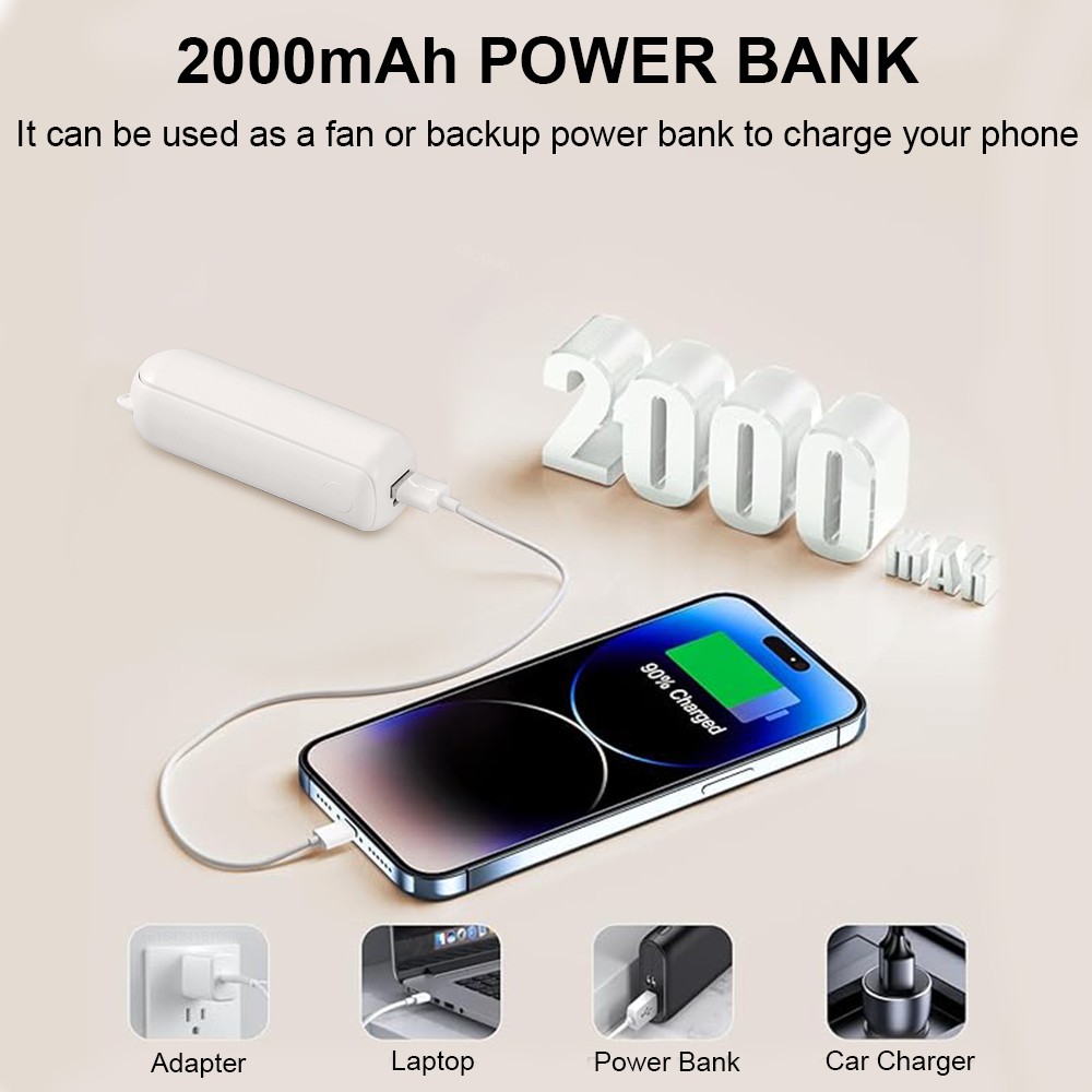 Mini Portable Handheld Fan 2000mAh USB Rechargeable Folding  4