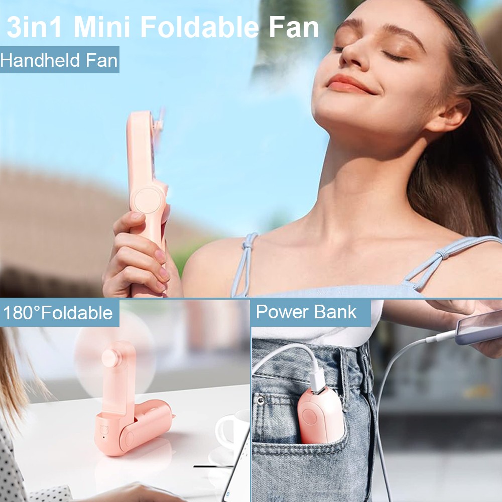 Portable Mini Handheld Fan Small Pocket Fan USB Rechargeable 2