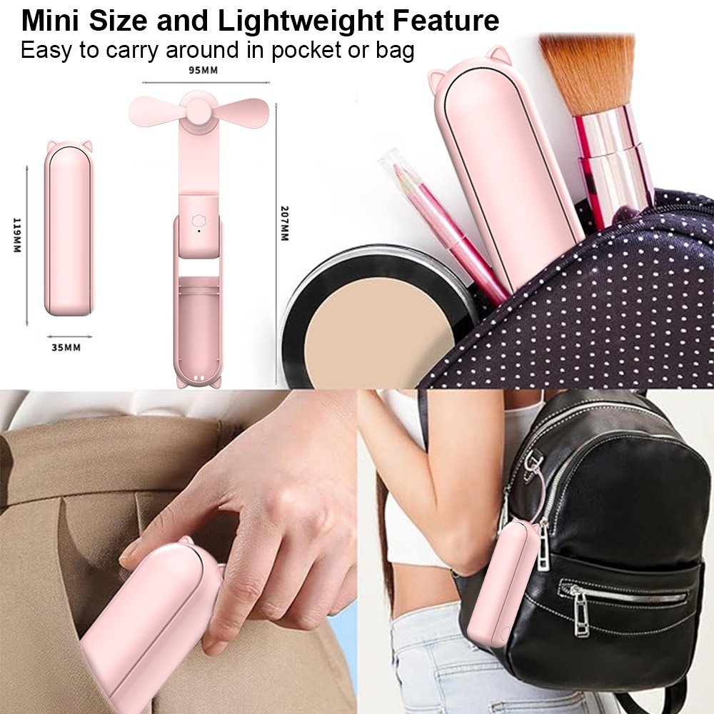 Portable Mini Handheld Fan Small Pocket Fan USB Rechargeable 5