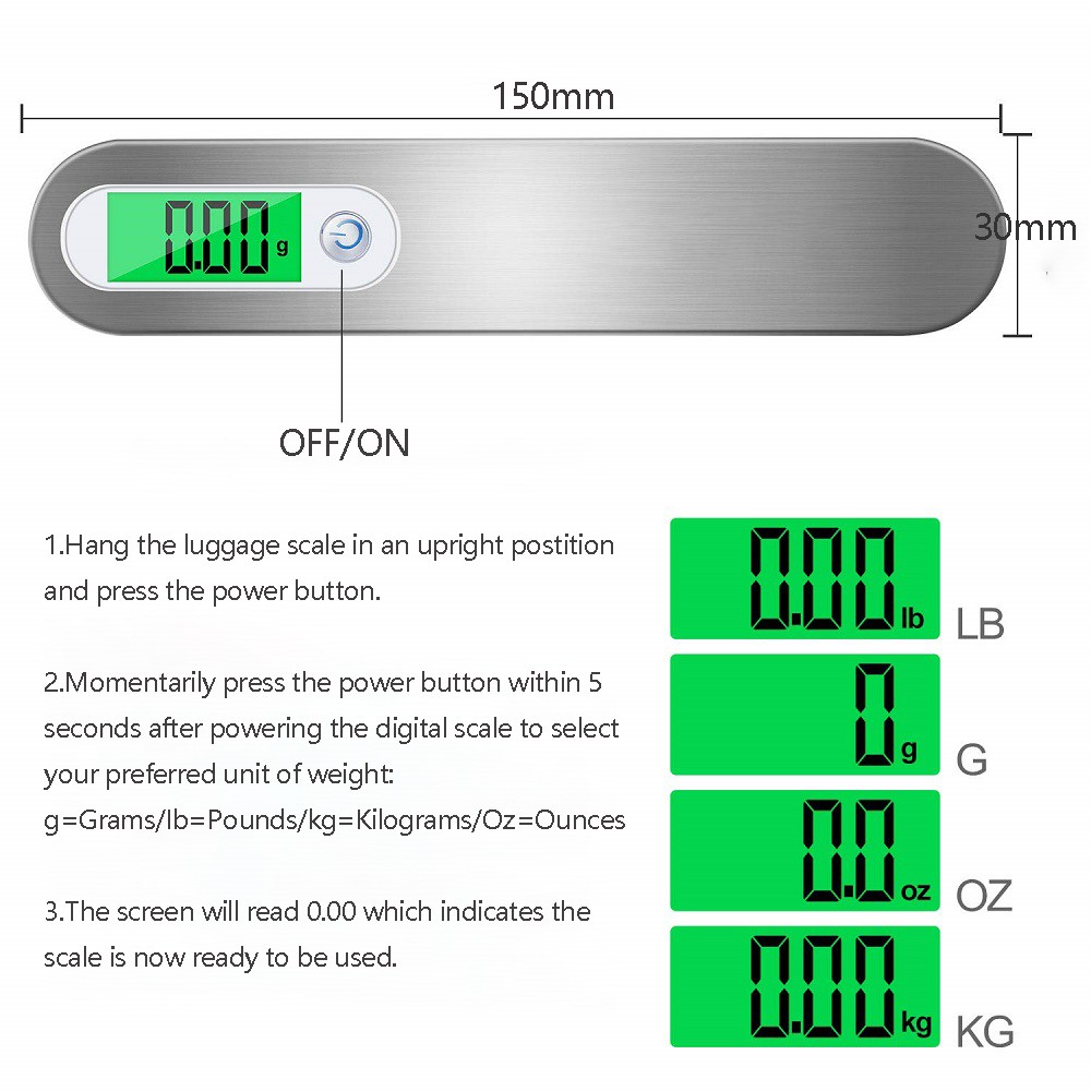 LCD Digital Luggage Scale 50kg X 10g Portable Electronic Sca 3