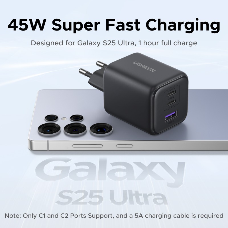 【EU Plug】UGREEN 45W/30W/25W/20W GaN Charger PD3.0 PPS QC3.0  5