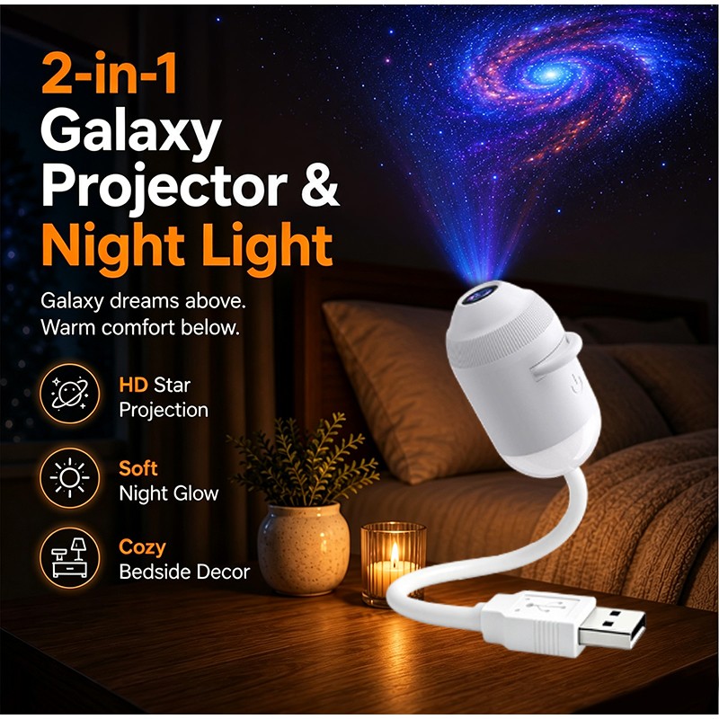 New HD Smart Starry Sky Projector Night Light USB Plug And P 2