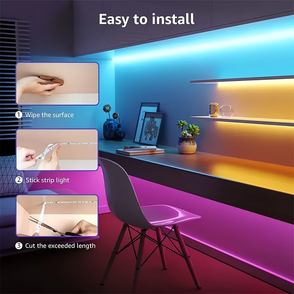 RGB LED Lights with Battery USB 5V LED Strip Lights IR Remot 4