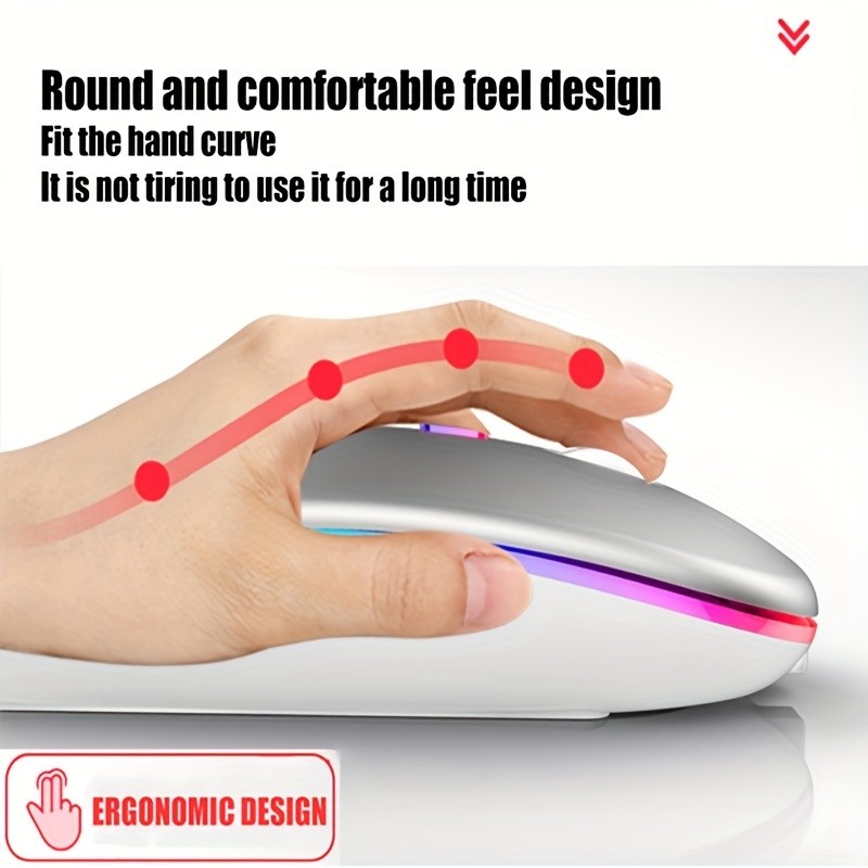Wireless Mouse RGB Rechargeable USB 2.4GHz Bluetooth Mice Wi 4