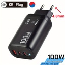 شاحن GaN بقوة 100 واط من نوع C مع تقنية PD وUSB QC 3.0 للشحن السريع
