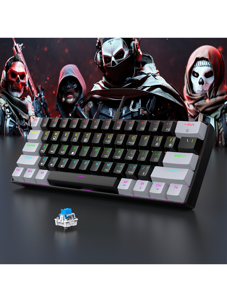 60% Wired Gaming Mechanical Keyboard RGB Backlit Ultra Compact Mini (Black)