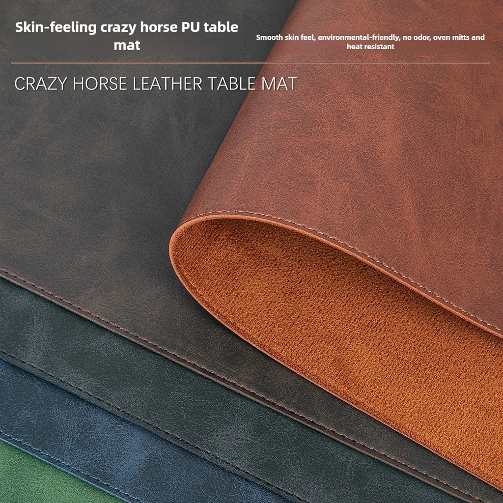 Tapis de bureau imperméable en PU (Noir, 50X100 CM)