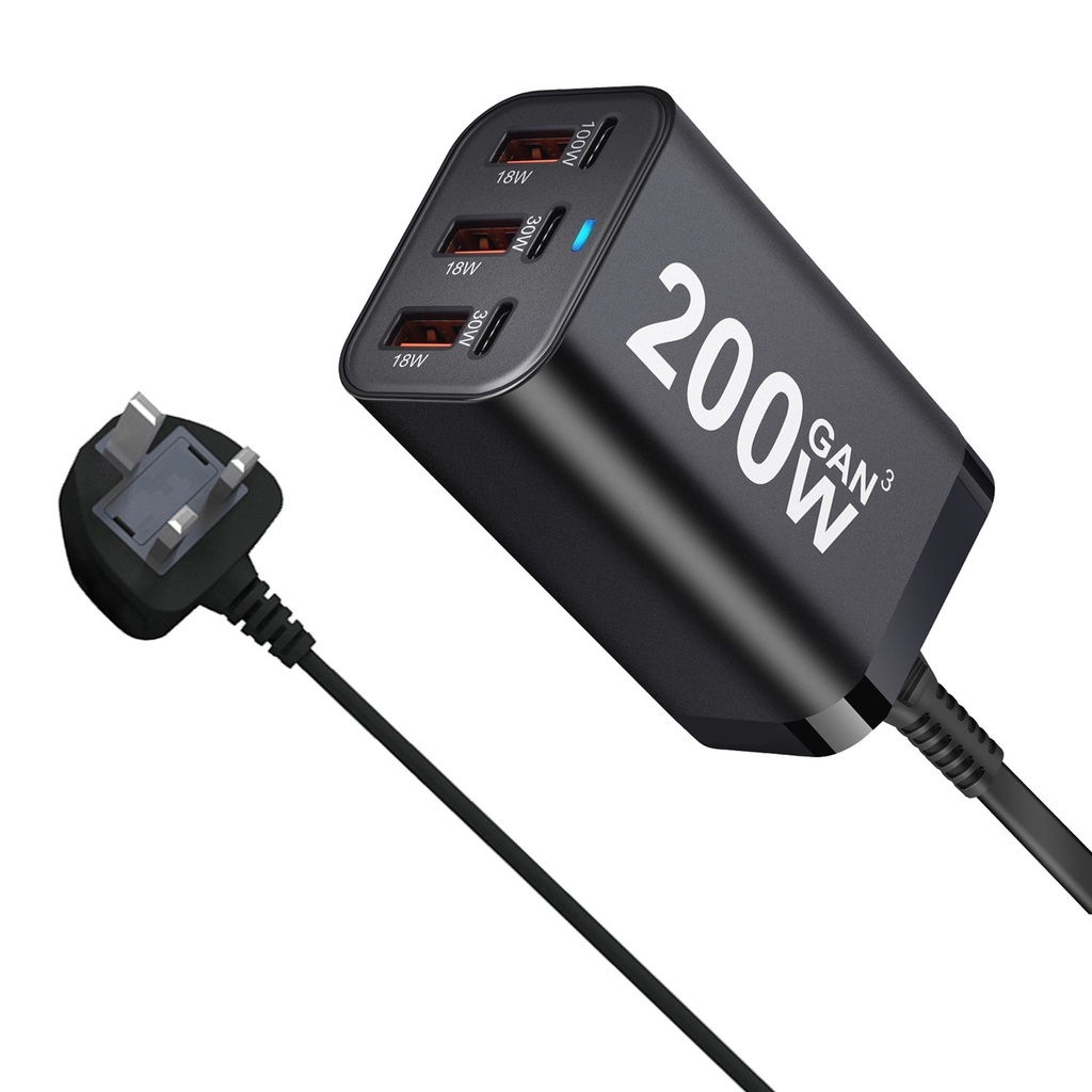 USB C rapide 200W 6 ports charge rapide GaN chargeur adaptateur