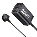 USB C سريع 200 واط 6 منافذ شحن سريع GaN شاحن محول الطاقة لسلسلة