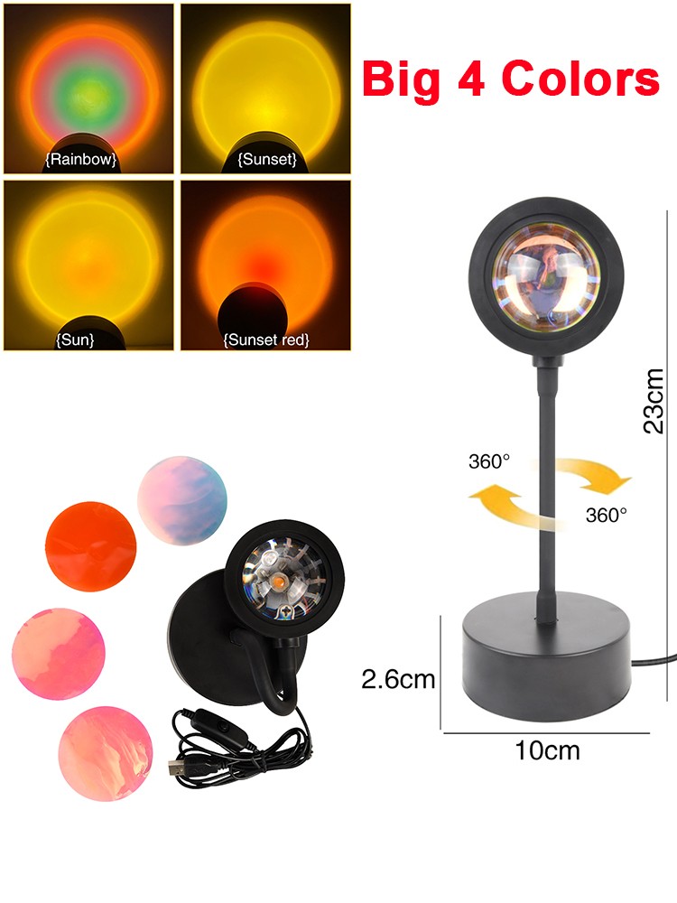 USB Sunset Lamp Sunset Projector Mood Light Living Room Bedroom Night (4 Color Projector)