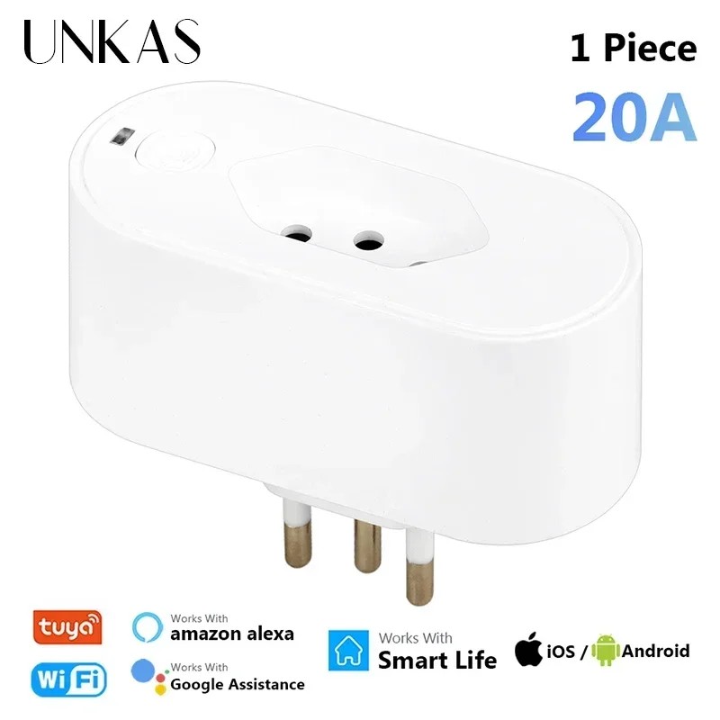 Works with Tuya 16A/20A Brazil Standard Wifi Smart Plug Socket Work